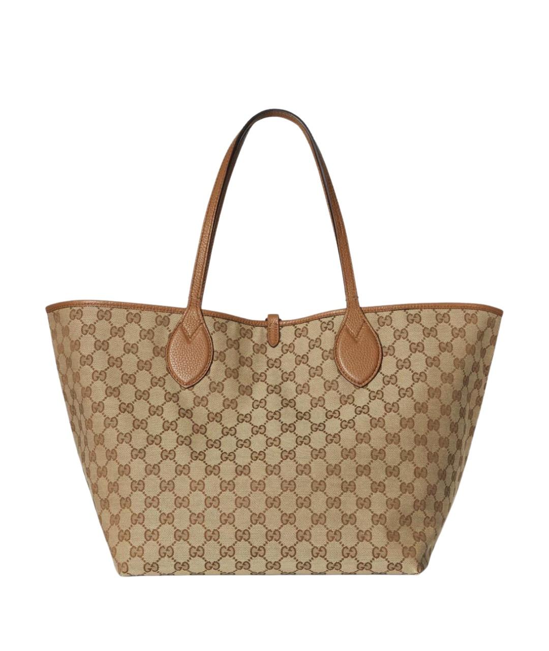 GUCCI Коричневая кожаная сумка тоут, фото 3