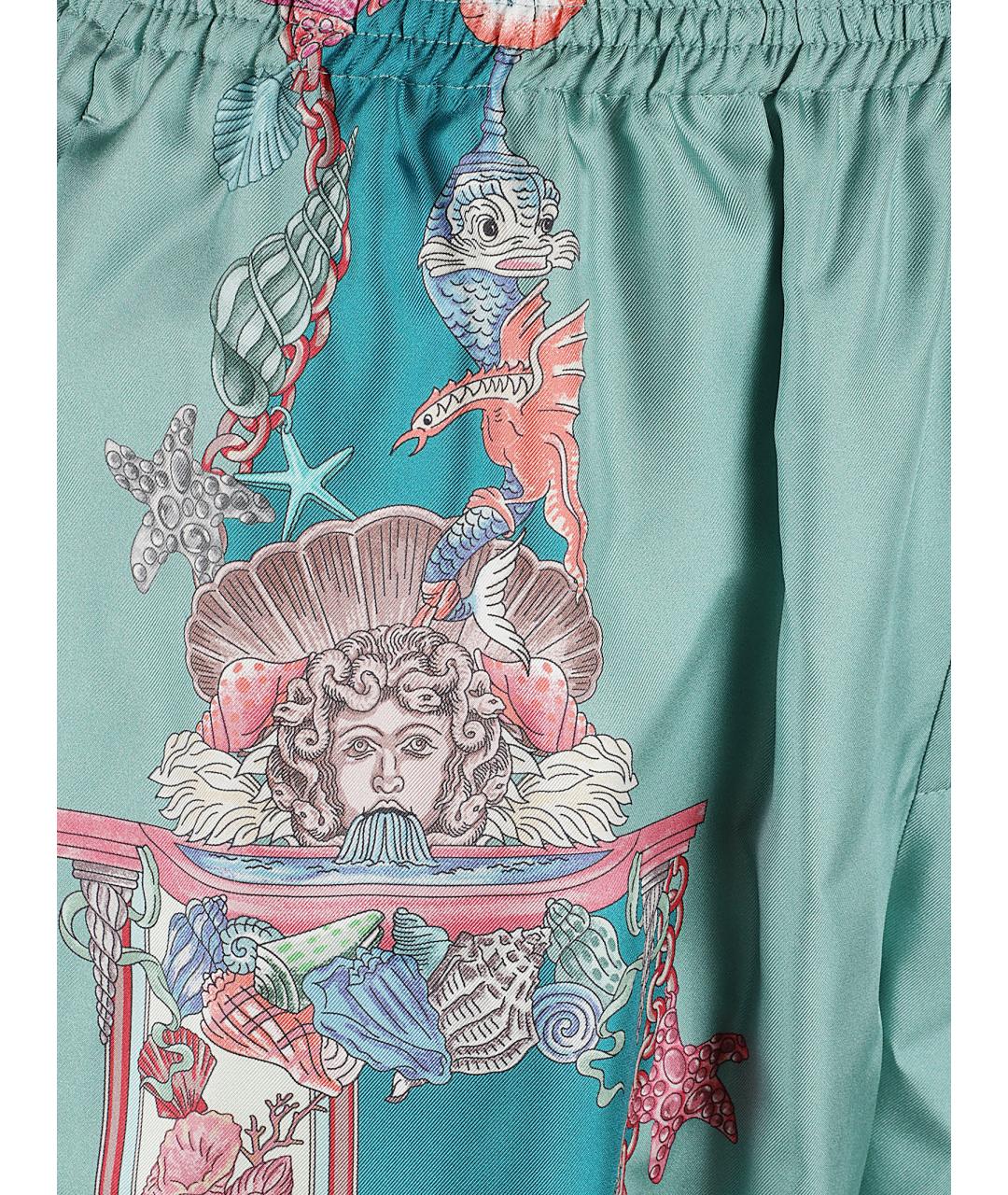 VERSACE Бирюзовые шелковые шорты, фото 2