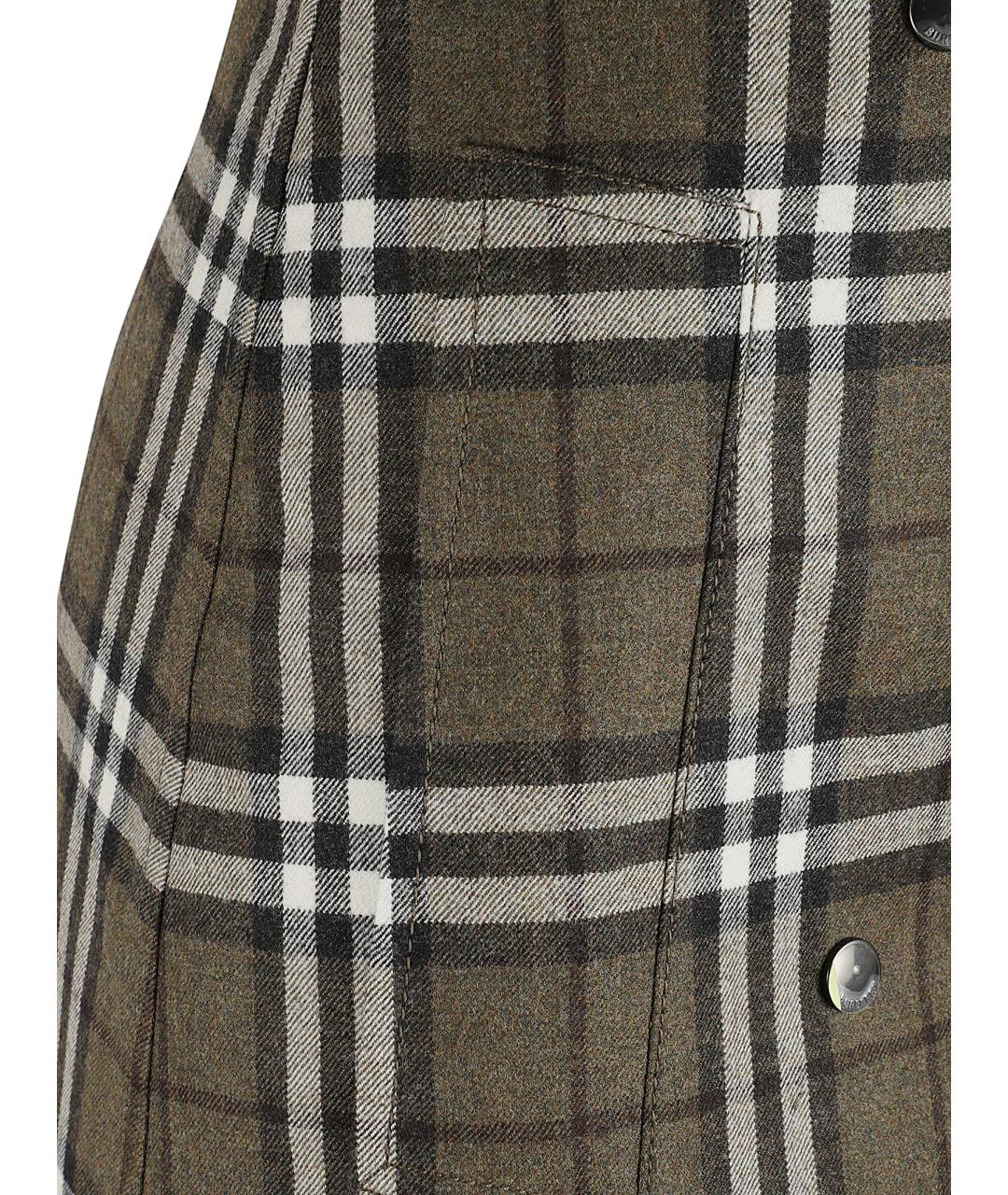 BURBERRY Хаки шерстяная юбка мини, фото 2