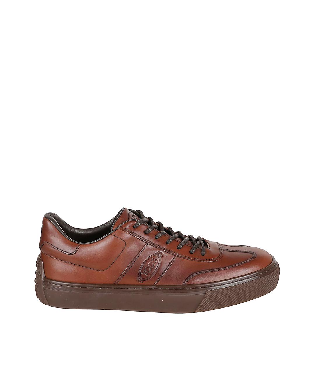 TOD'S Коричневые кожаные низкие кроссовки / кеды, фото 1