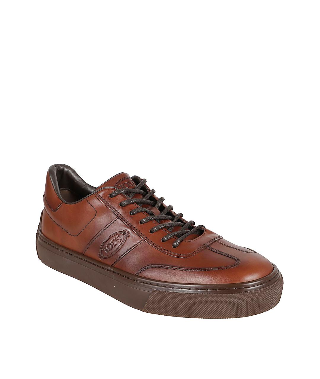 TOD'S Коричневые кожаные низкие кроссовки / кеды, фото 2