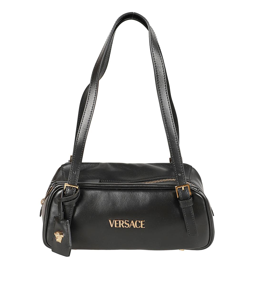 VERSACE Черная кожаная сумка тоут, фото 1