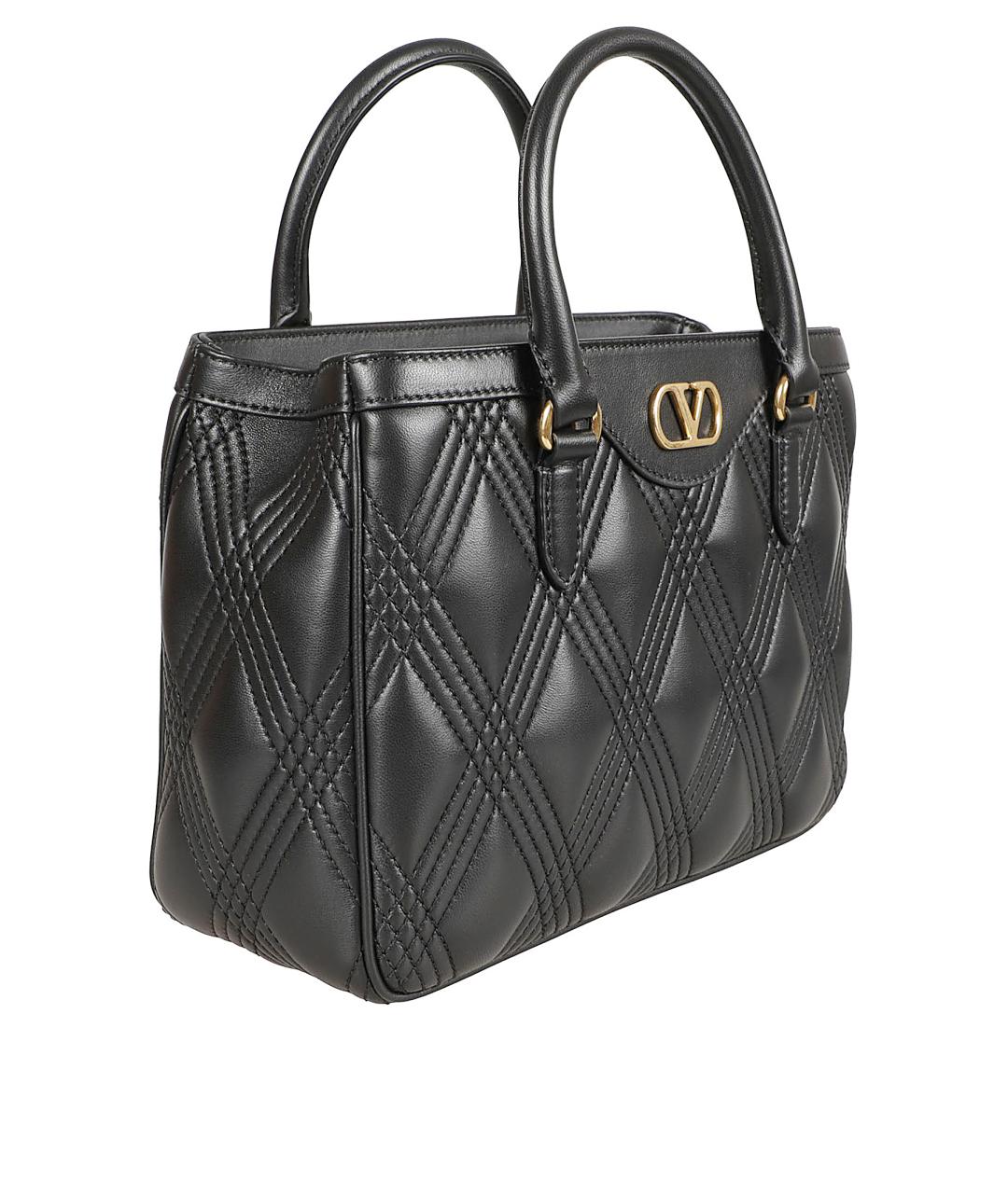 VALENTINO Черная кожаная сумка тоут, фото 3