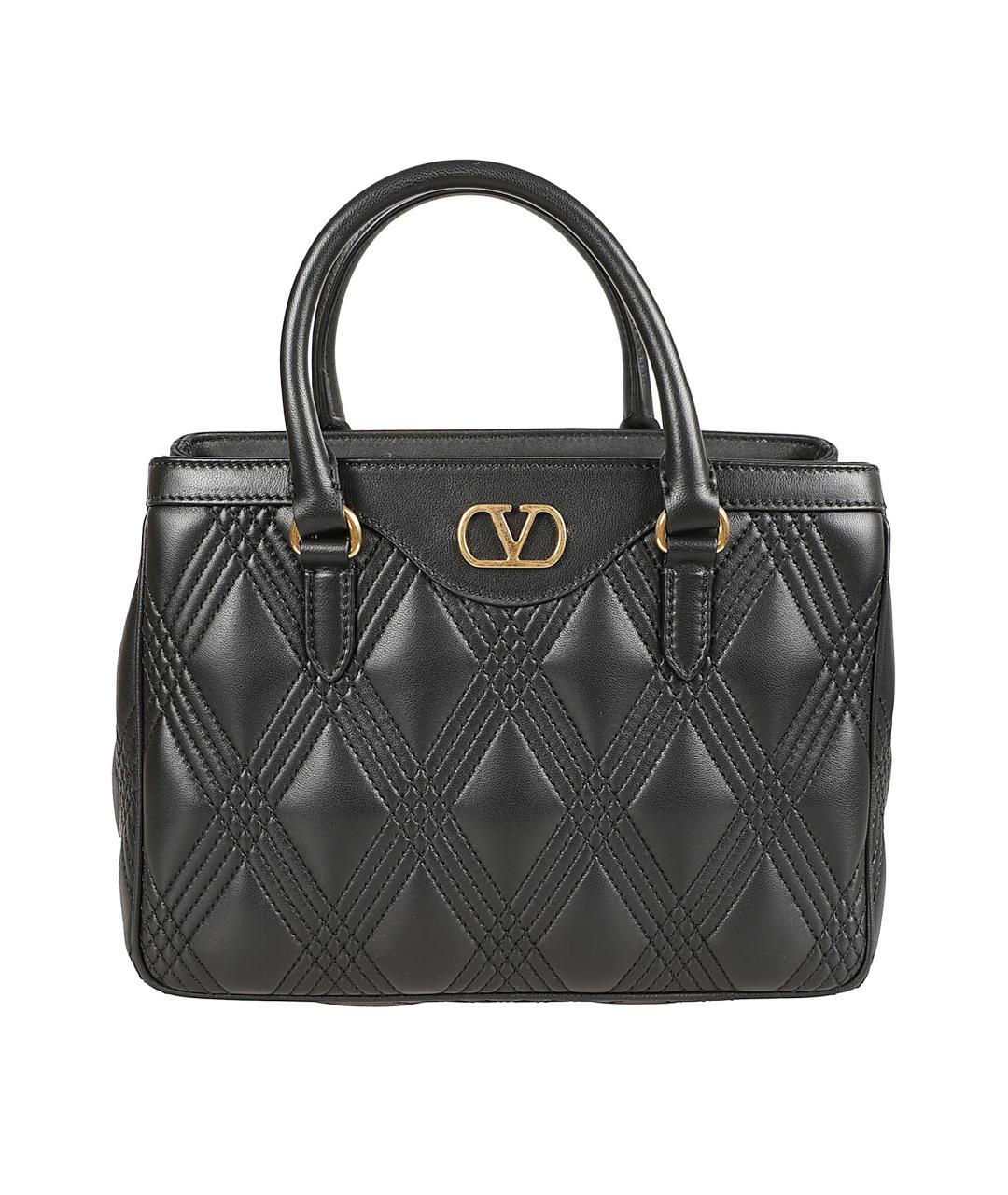 VALENTINO Черная кожаная сумка тоут, фото 1