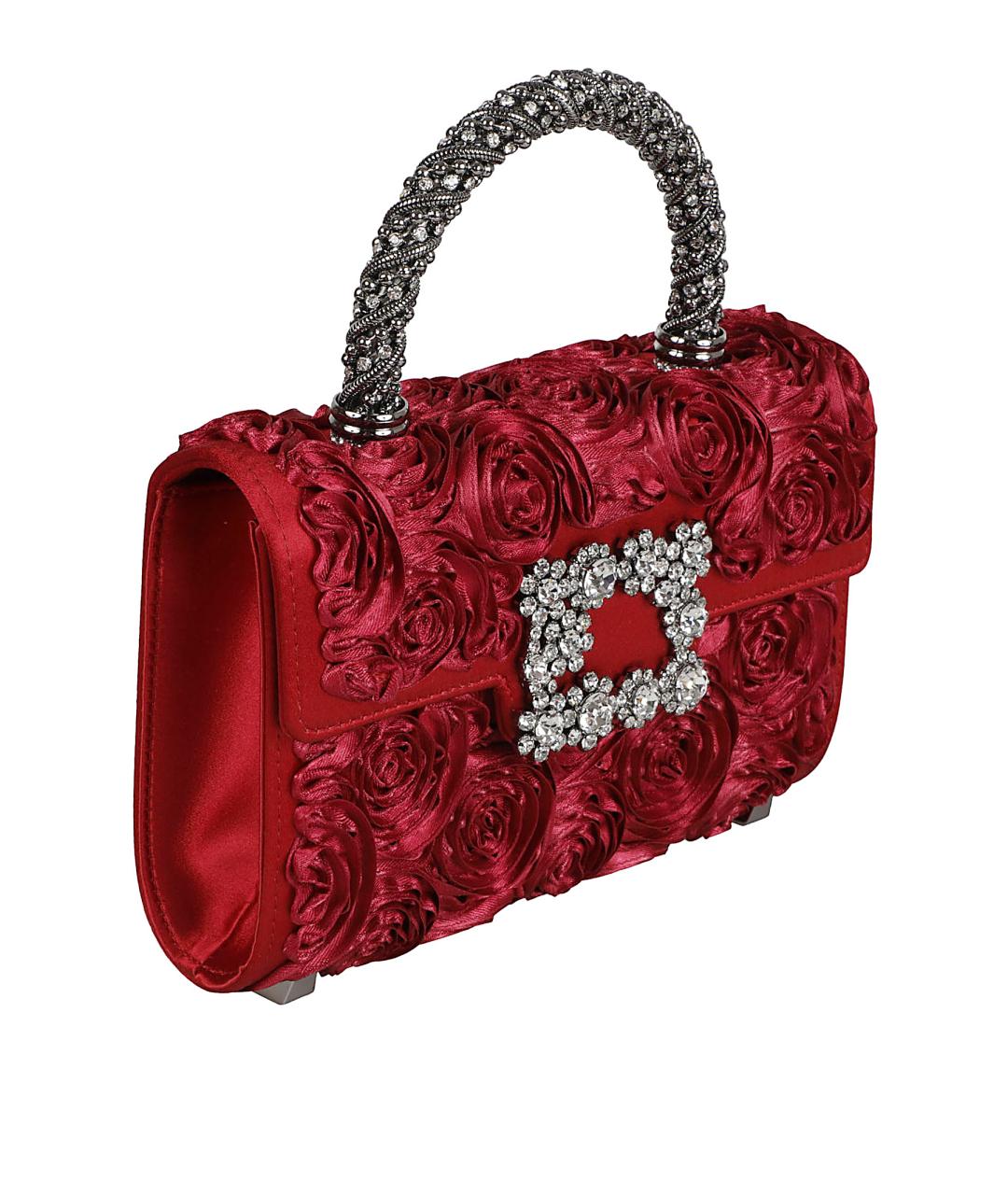 ROGER VIVIER Красная шелковая сумка с короткими ручками, фото 3