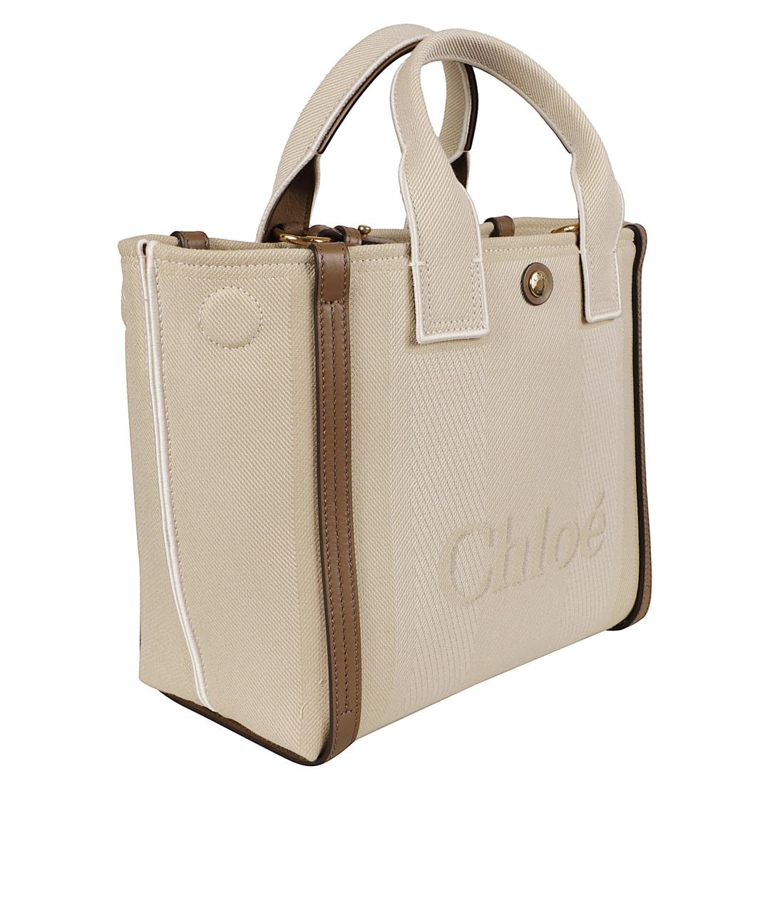 CHLOE Бежевая тканевая сумка тоут, фото 3