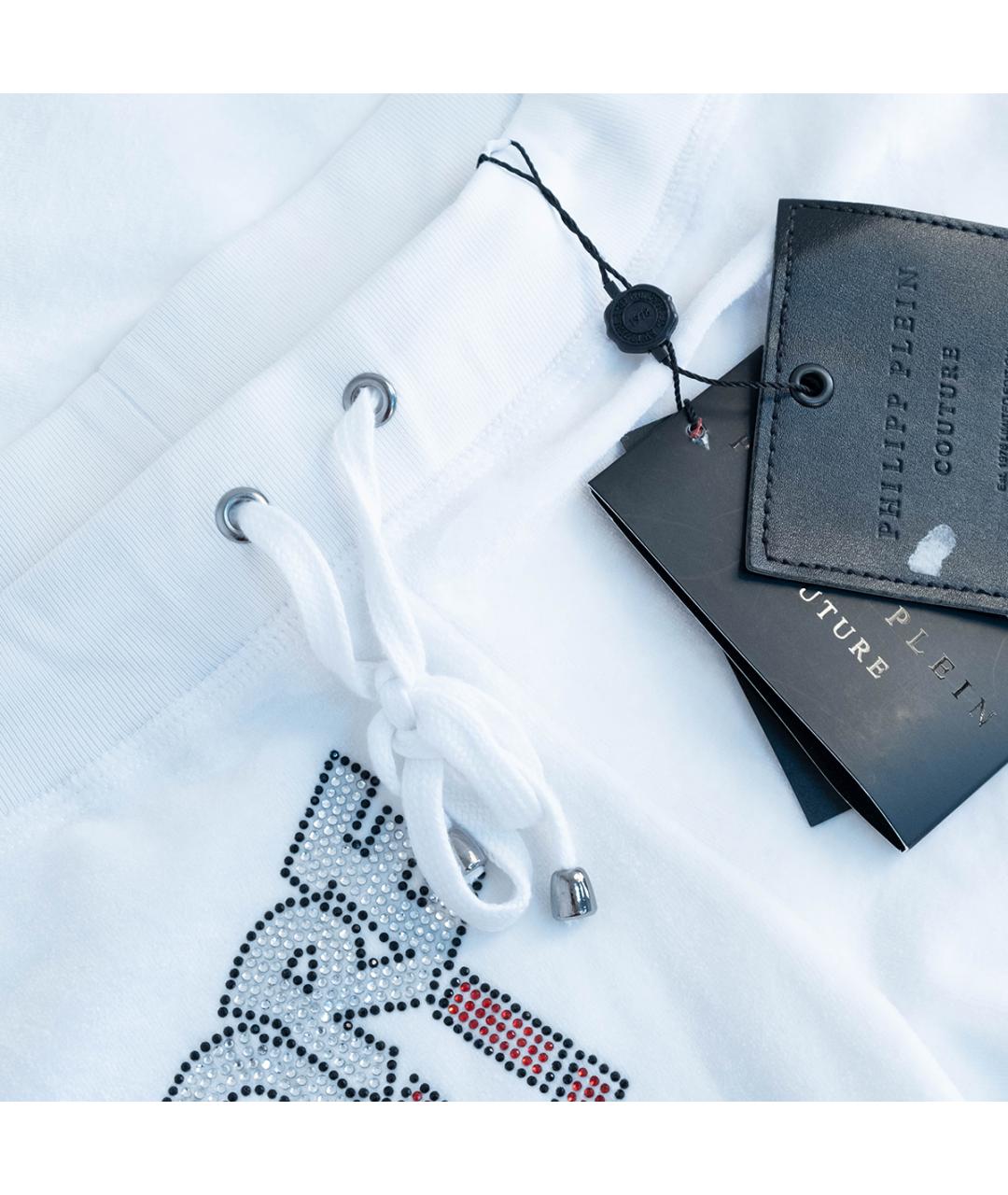 PHILIPP PLEIN Белые хлопковые спортивные брюки и шорты, фото 3