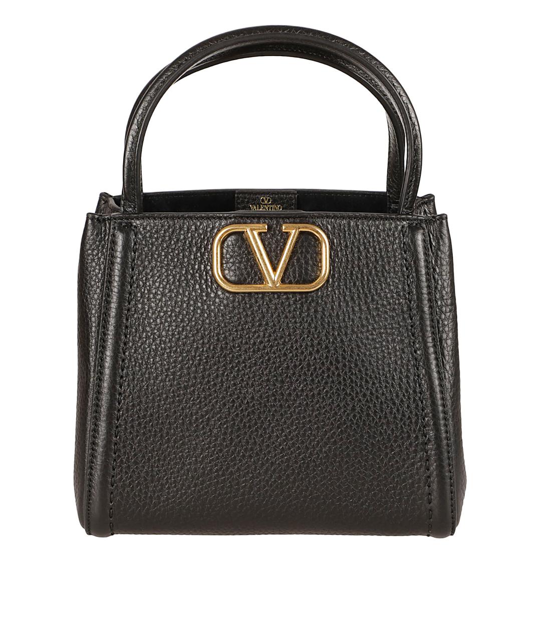 VALENTINO Черная кожаная сумка тоут, фото 1