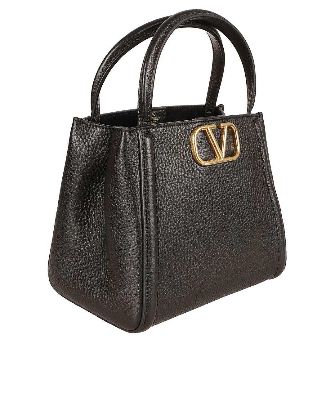 VALENTINO Черная кожаная сумка тоут, фото 3