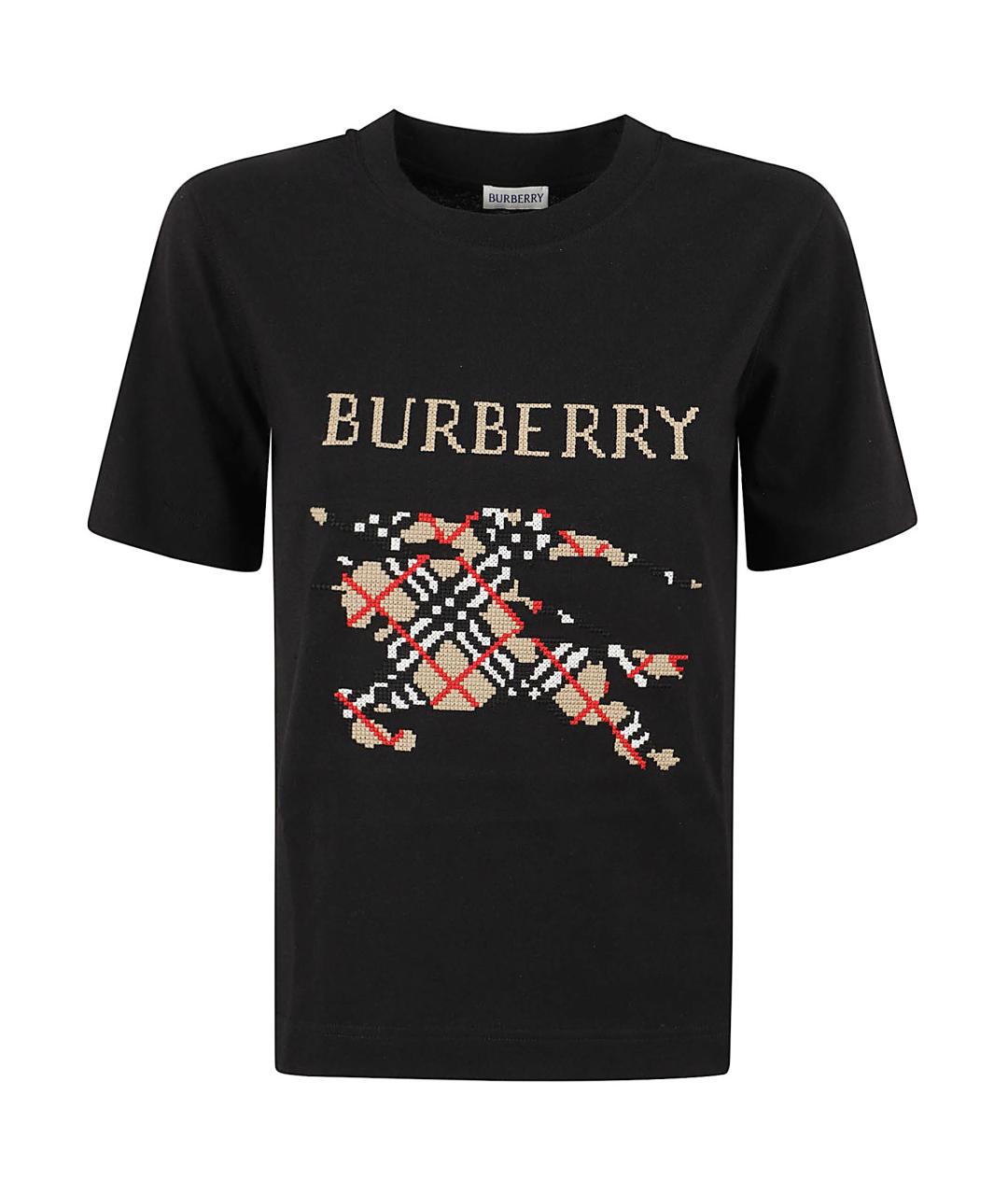 BURBERRY Черная хлопковая футболка, фото 1