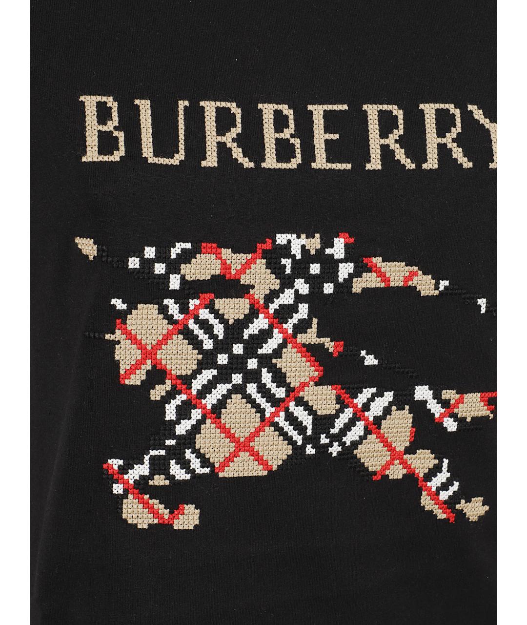 BURBERRY Черная хлопковая футболка, фото 2