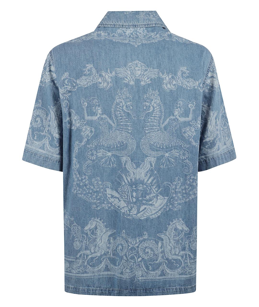 VERSACE Синяя хлопковая кэжуал рубашка, фото 3