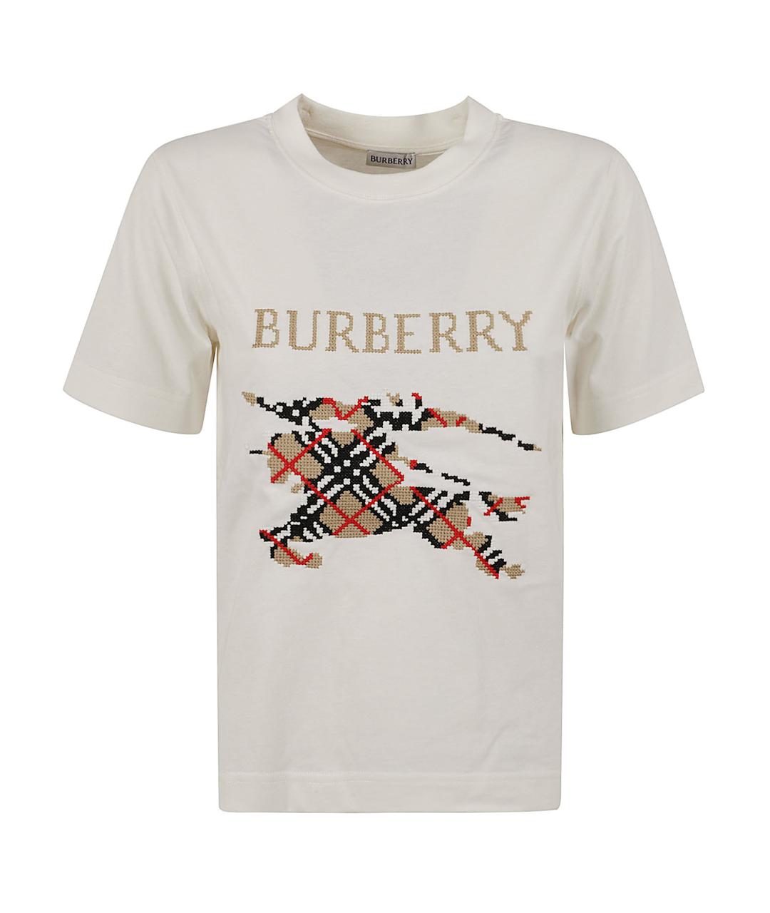 BURBERRY Белая хлопковая футболка, фото 1