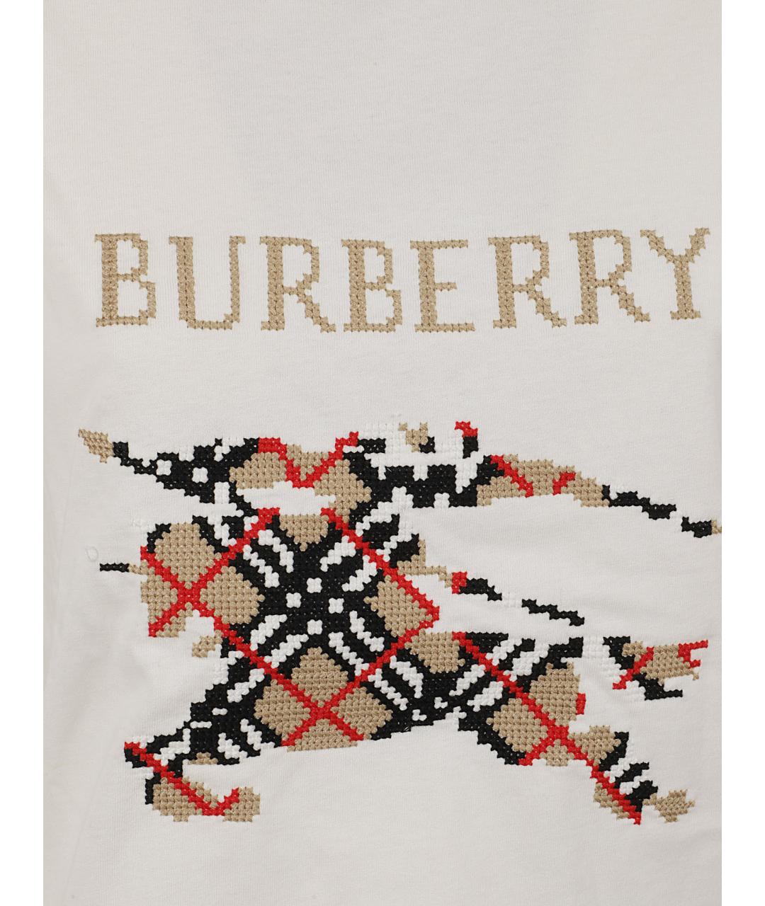 BURBERRY Белая хлопковая футболка, фото 2