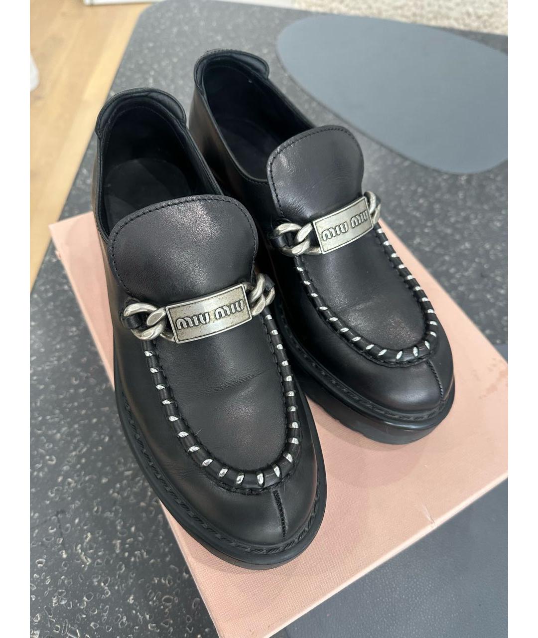 MIU MIU Черные кожаные лоферы, фото 2
