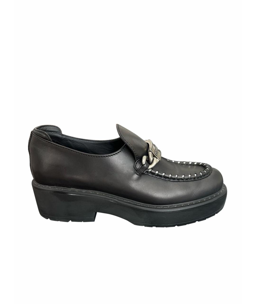 MIU MIU Черные кожаные лоферы, фото 1