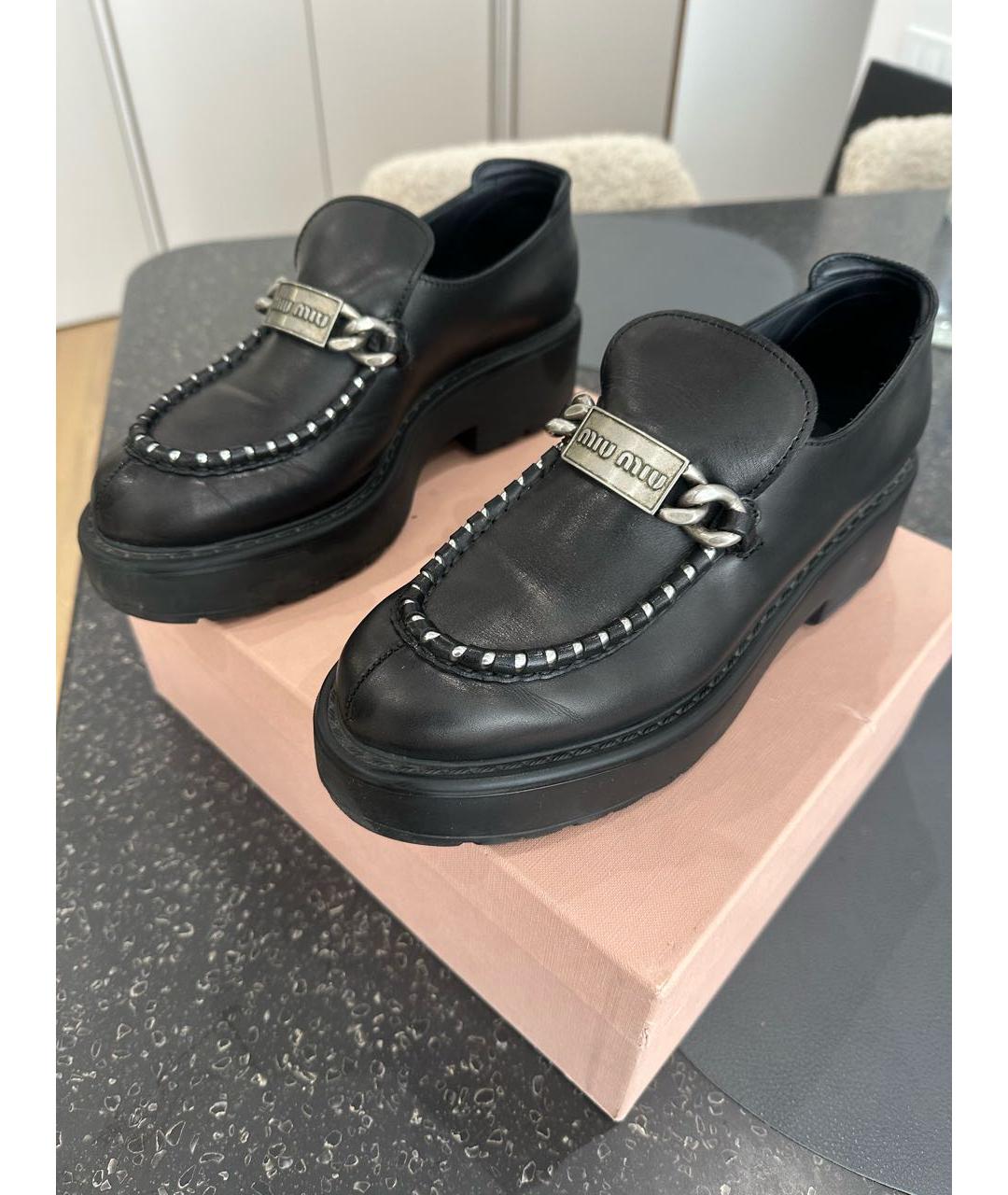MIU MIU Черные кожаные лоферы, фото 3