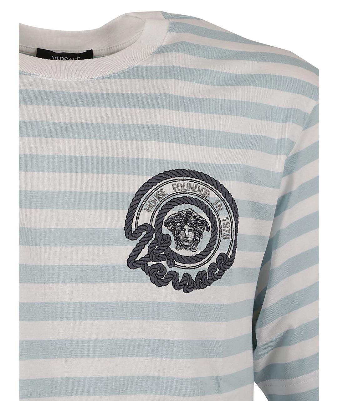 VERSACE Голубая хлопковая футболка, фото 3