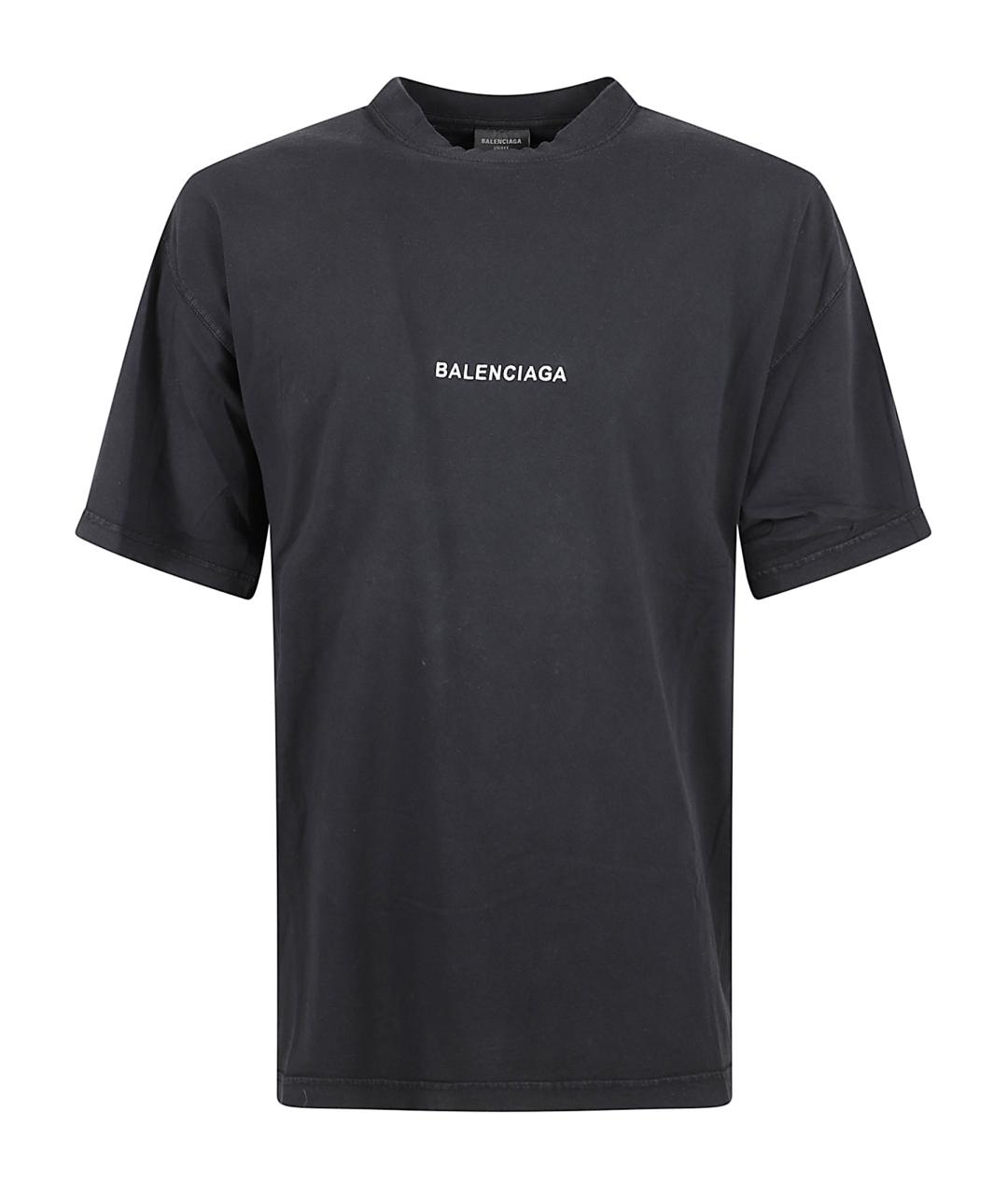BALENCIAGA Антрацитовая хлопковая футболка, фото 1