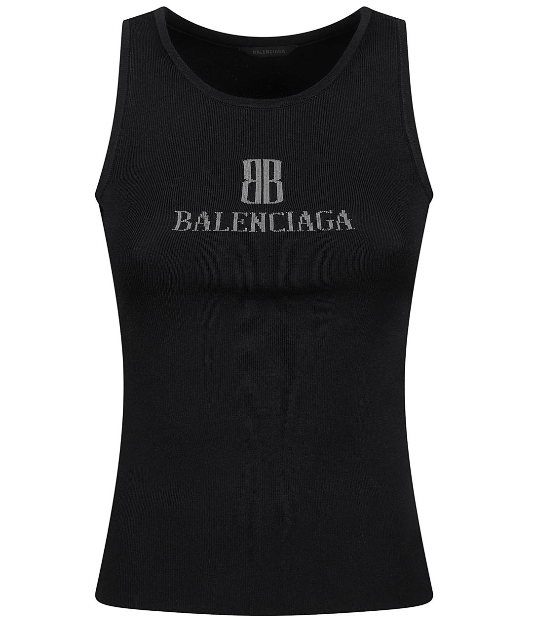BALENCIAGA Черная вискозная майка, фото 1