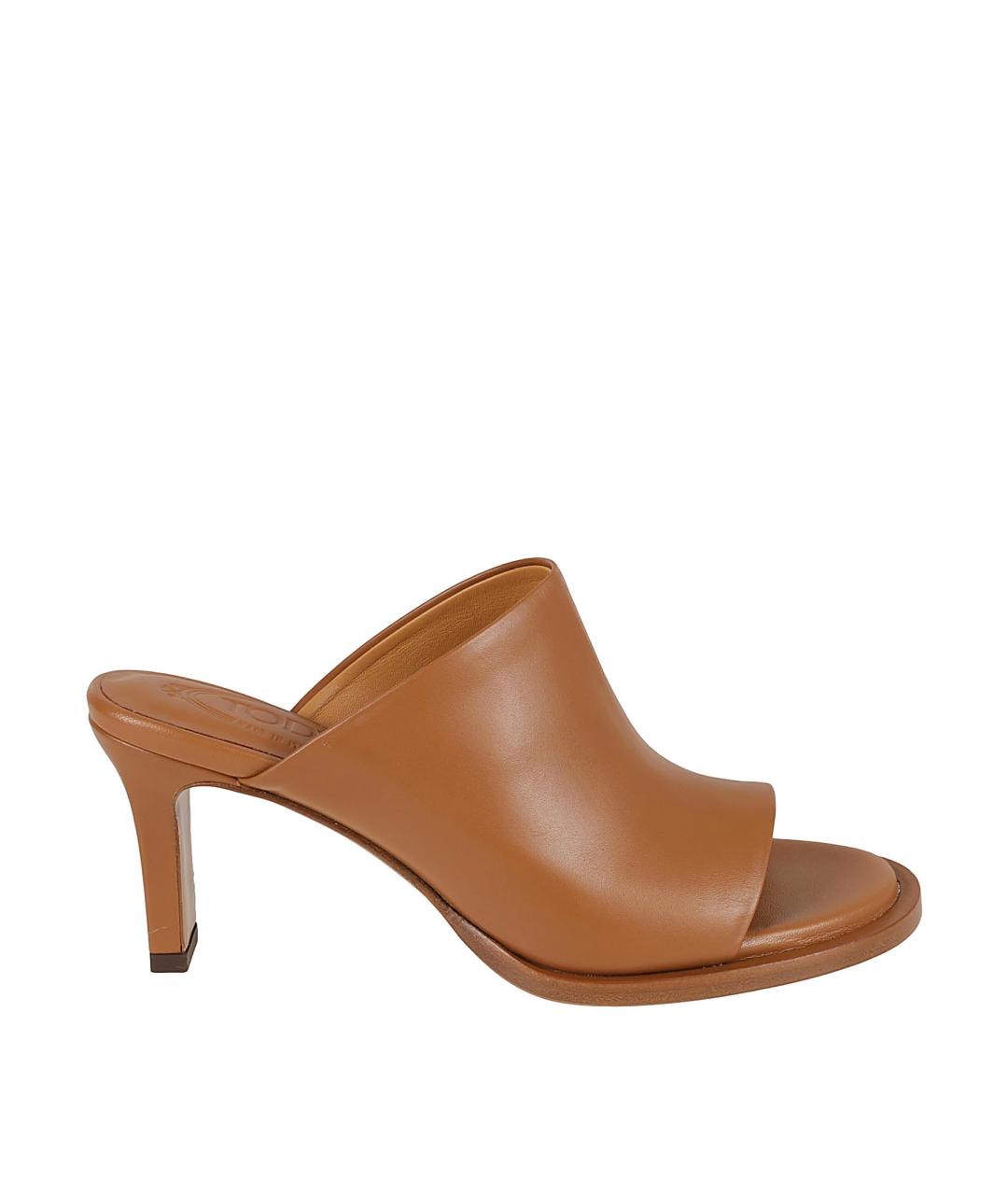 TOD'S Бежевые кожаные мюли, фото 1