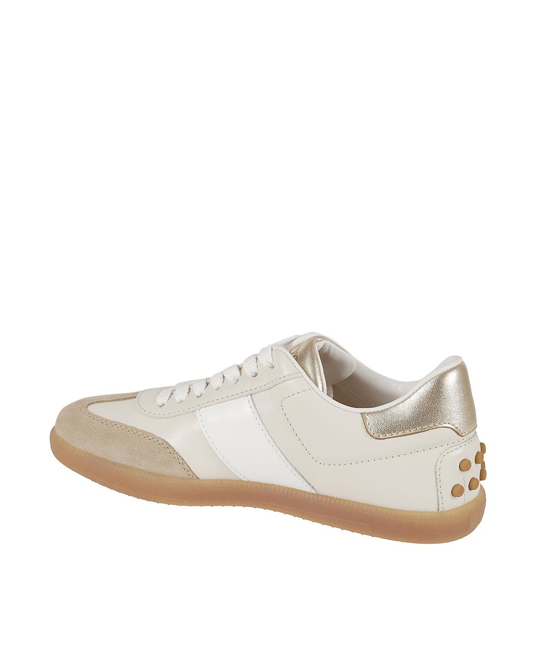 TOD'S Бежевые кожаные кроссовки, фото 3