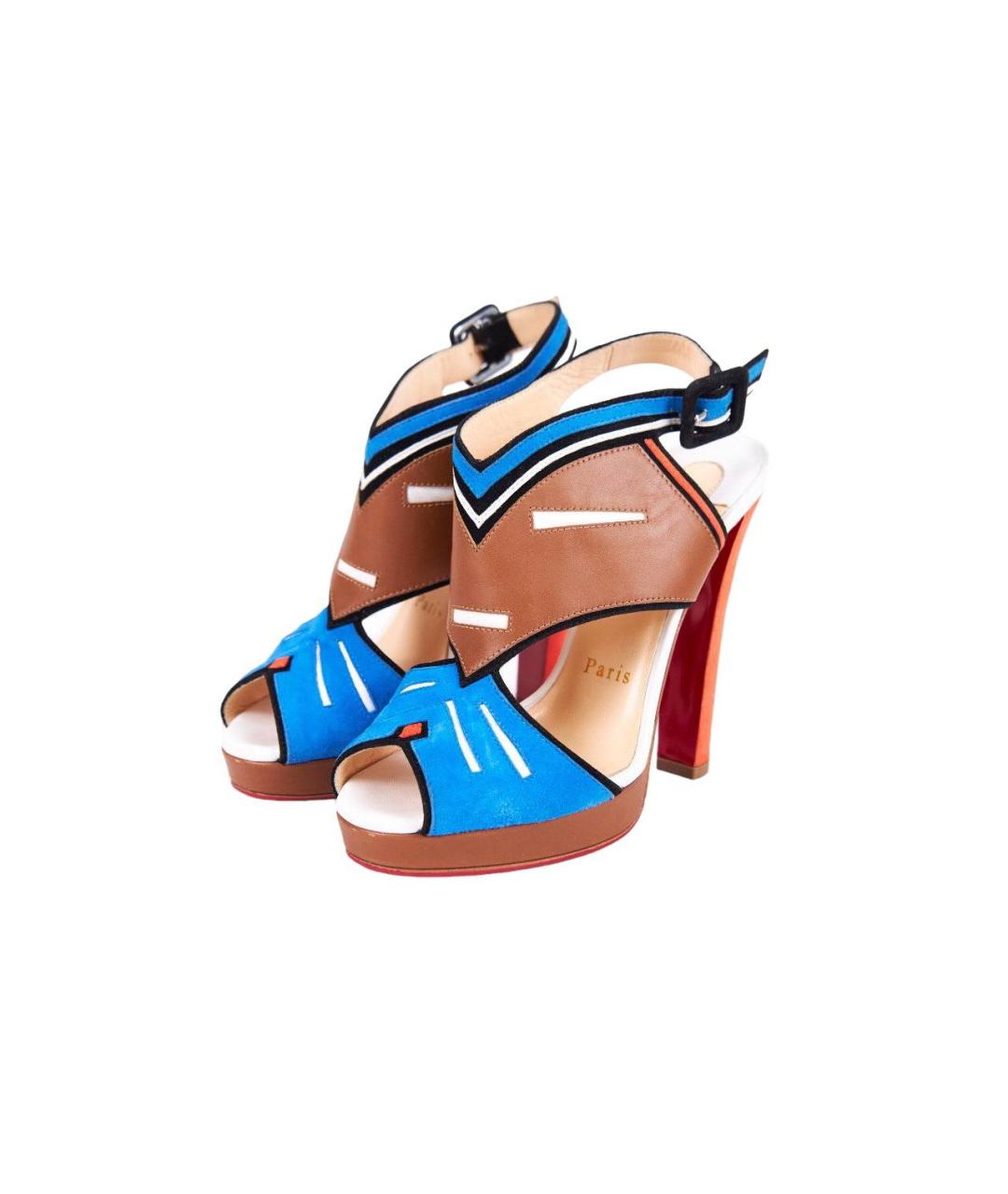 CHRISTIAN LOUBOUTIN Мульти замшевые босоножки, фото 5