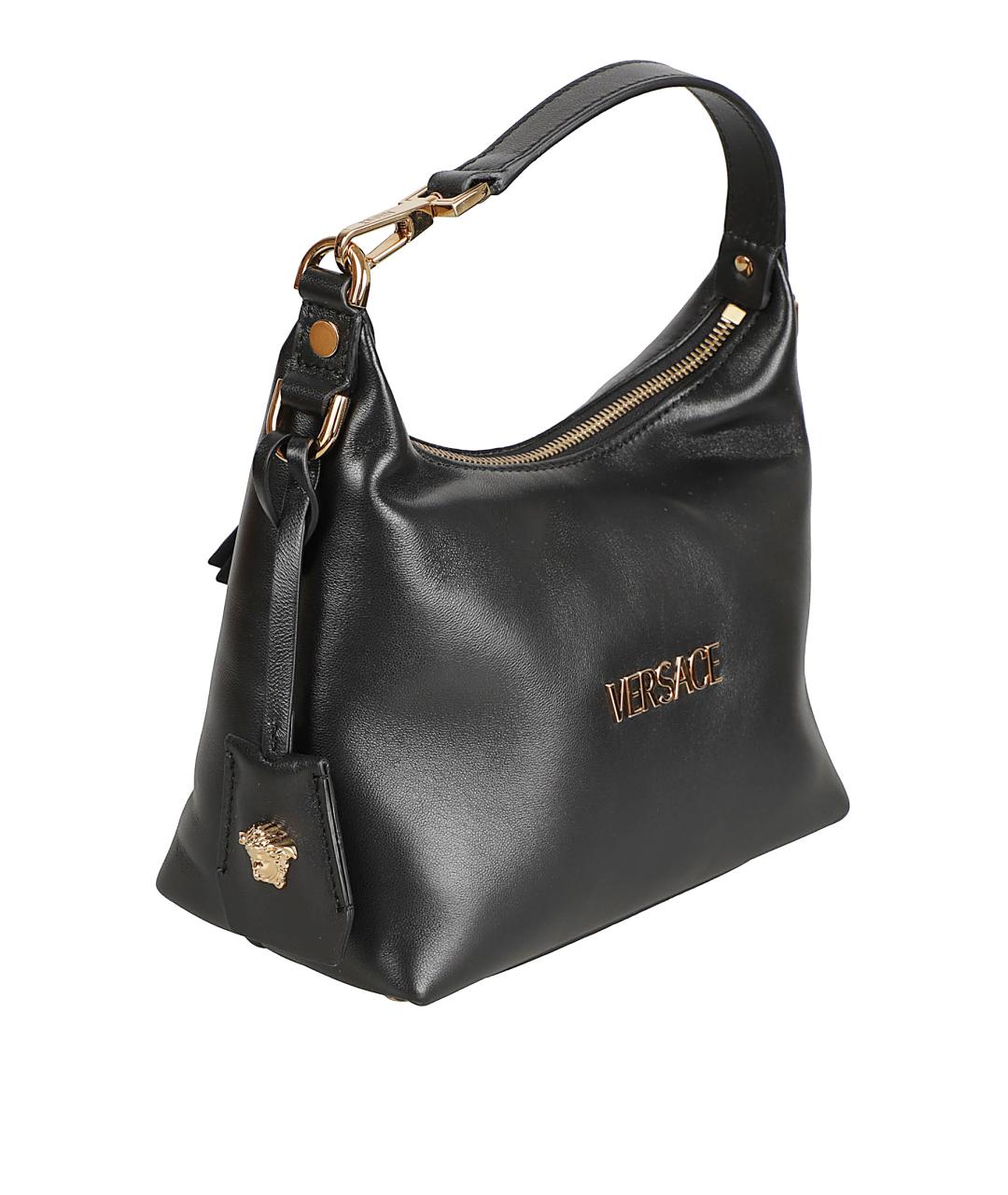 VERSACE Черная кожаная сумка тоут, фото 3