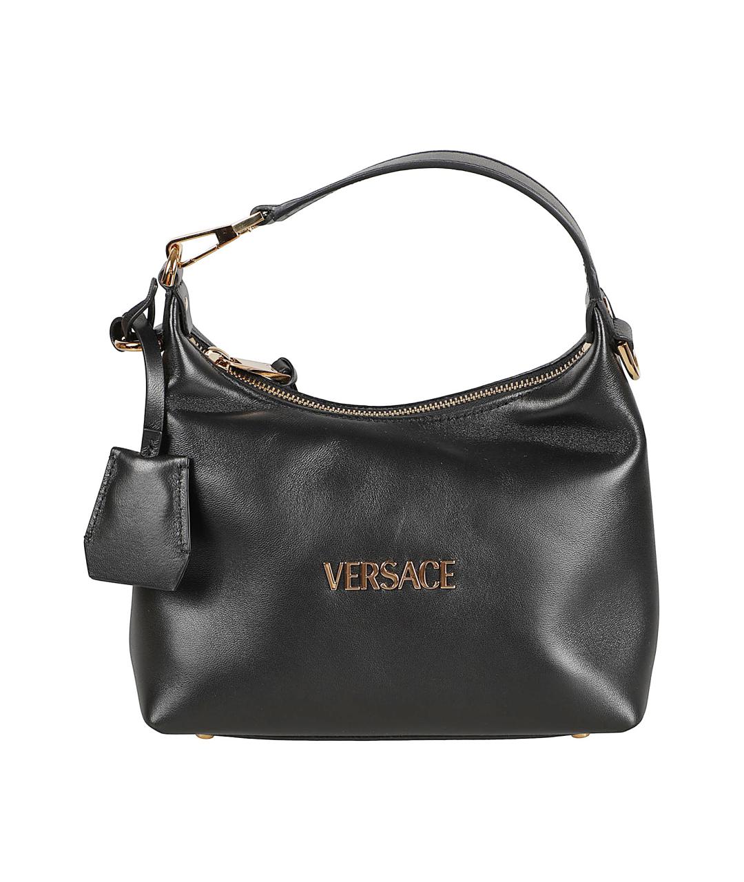 VERSACE Черная кожаная сумка тоут, фото 1