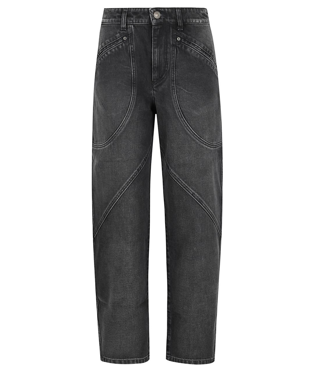 ISABEL MARANT Антрацитовые хлопковые прямые джинсы, фото 1