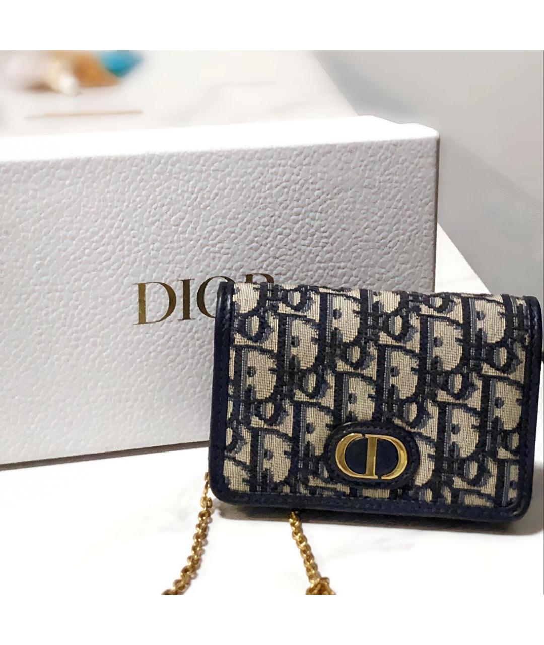 CHRISTIAN DIOR Темно-синяя тканевая сумка через плечо, фото 4