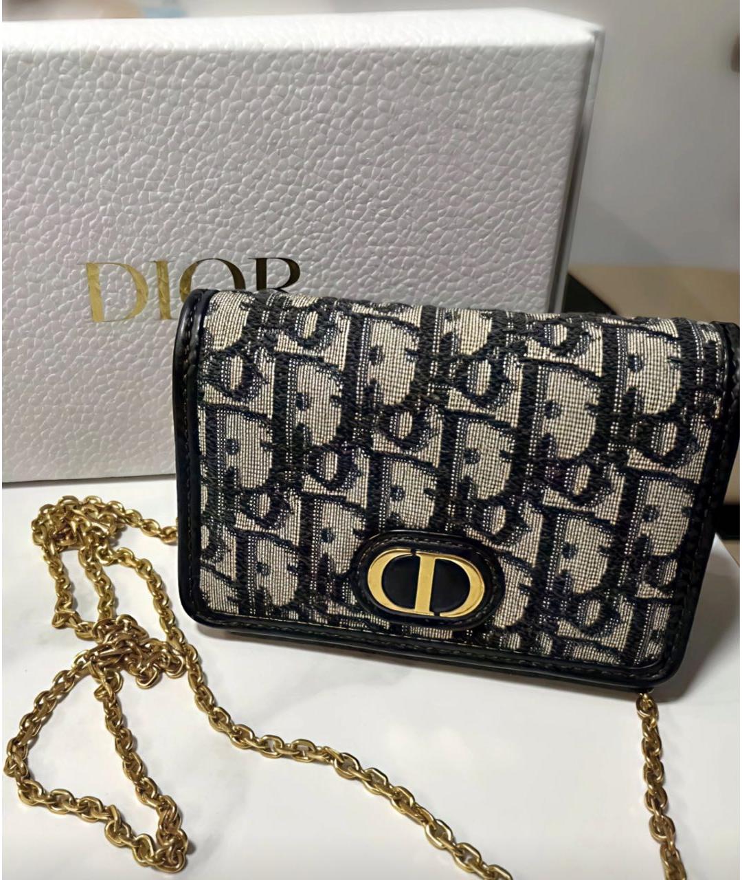 CHRISTIAN DIOR Темно-синяя тканевая сумка через плечо, фото 2