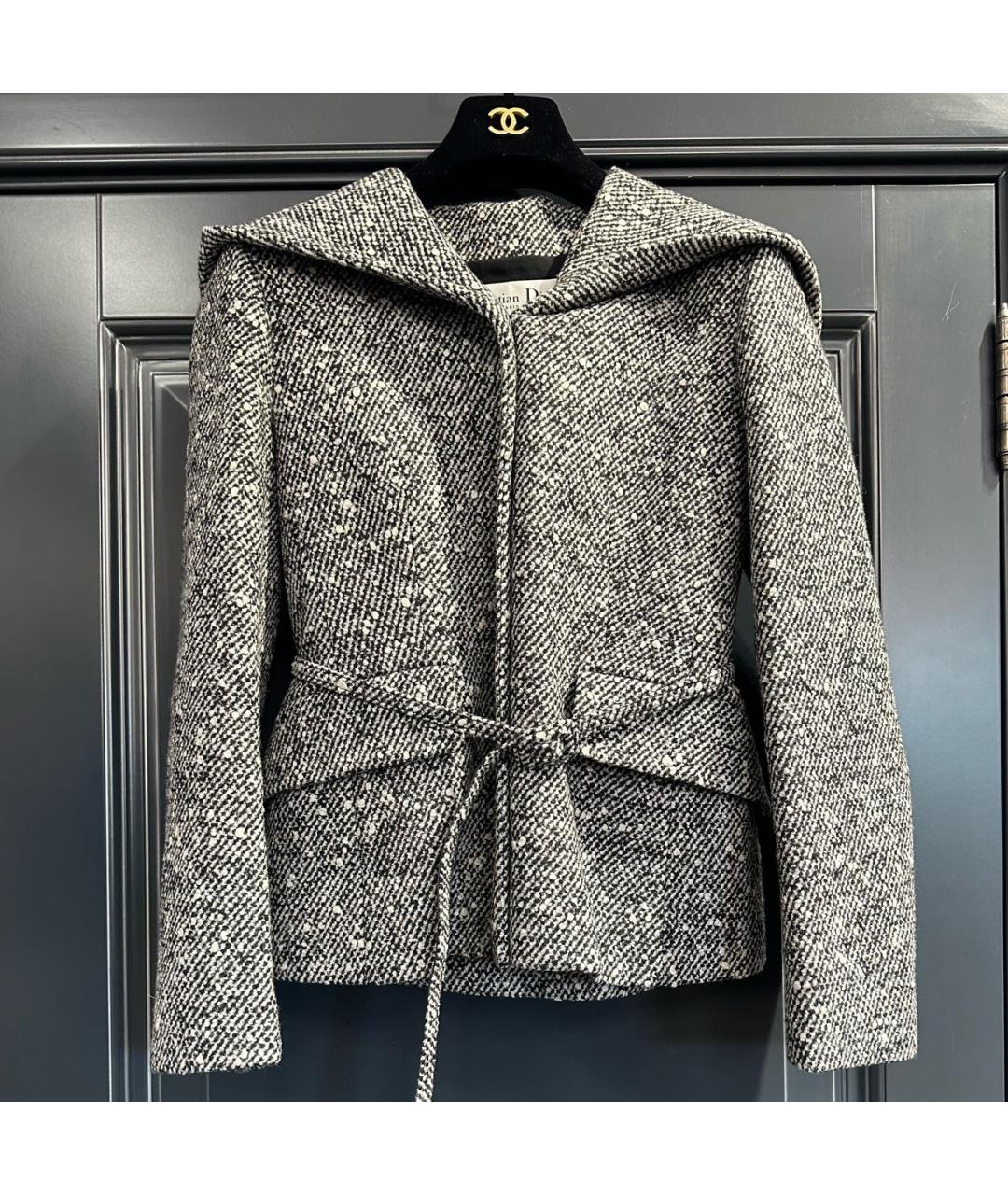 CHRISTIAN DIOR Серый шерстяной костюм с юбками, фото 6