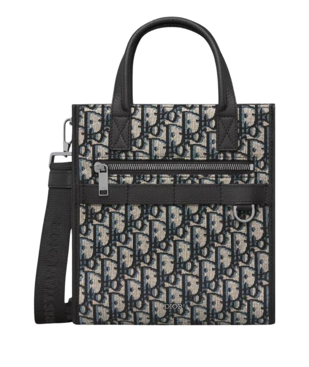 CHRISTIAN DIOR Темно-синяя тканевая сумка на плечо, фото 1