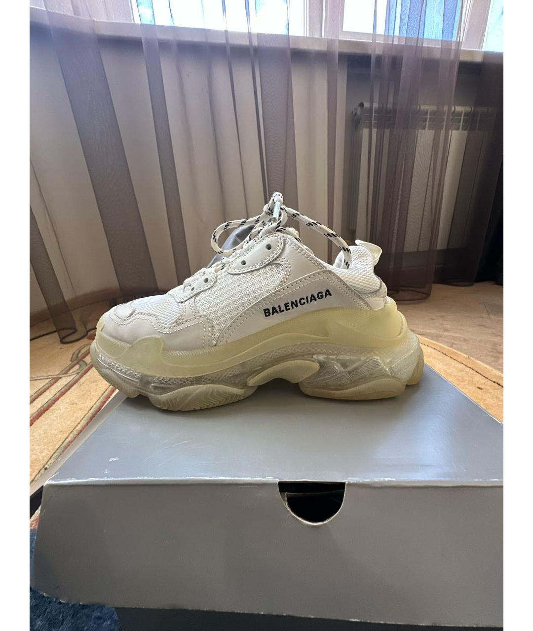 BALENCIAGA Бежевые кожаные кроссовки, фото 5