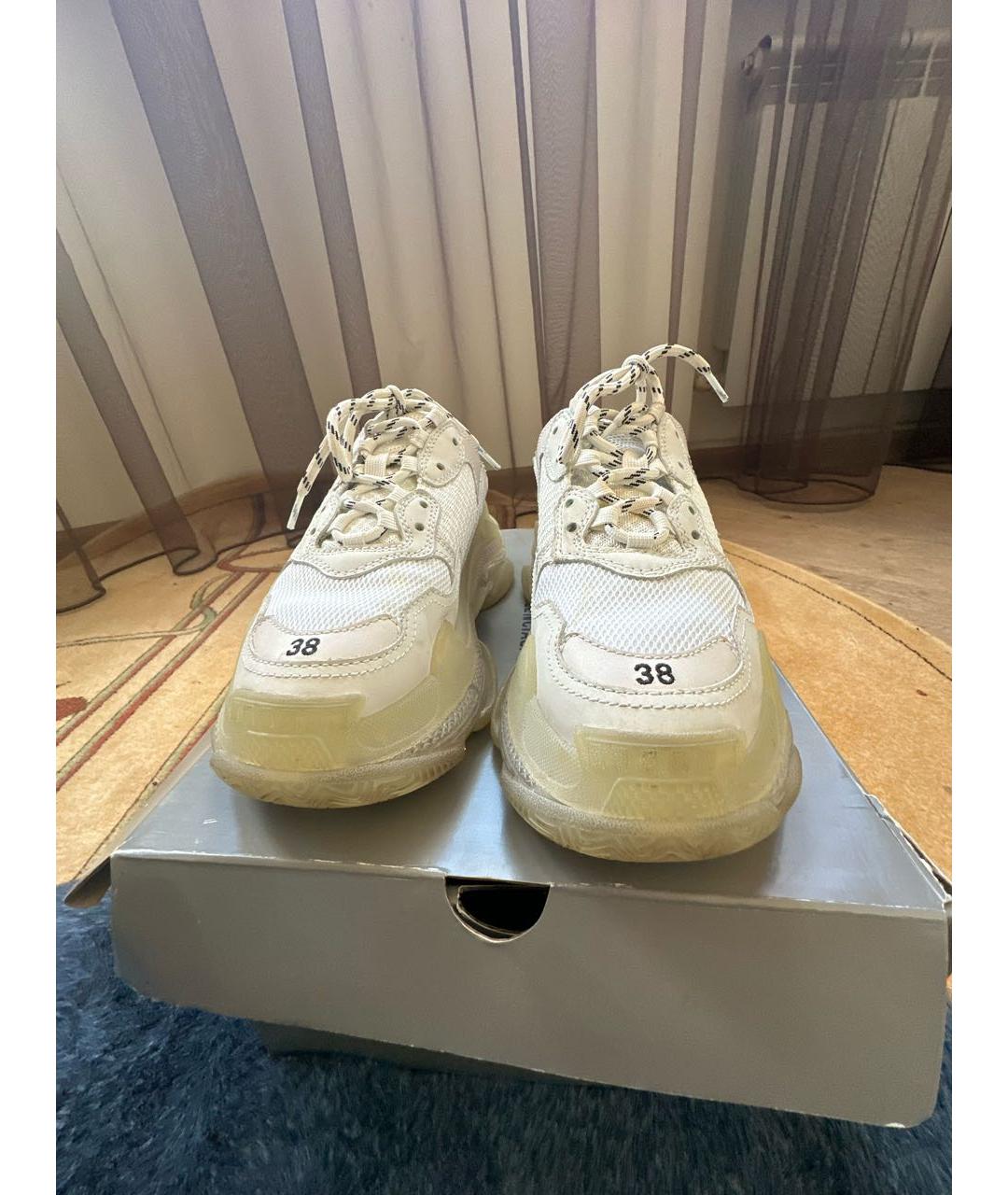 BALENCIAGA Бежевые кожаные кроссовки, фото 2