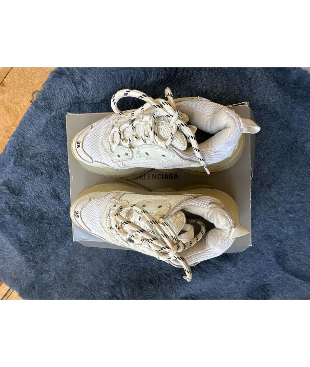BALENCIAGA Бежевые кожаные кроссовки, фото 3