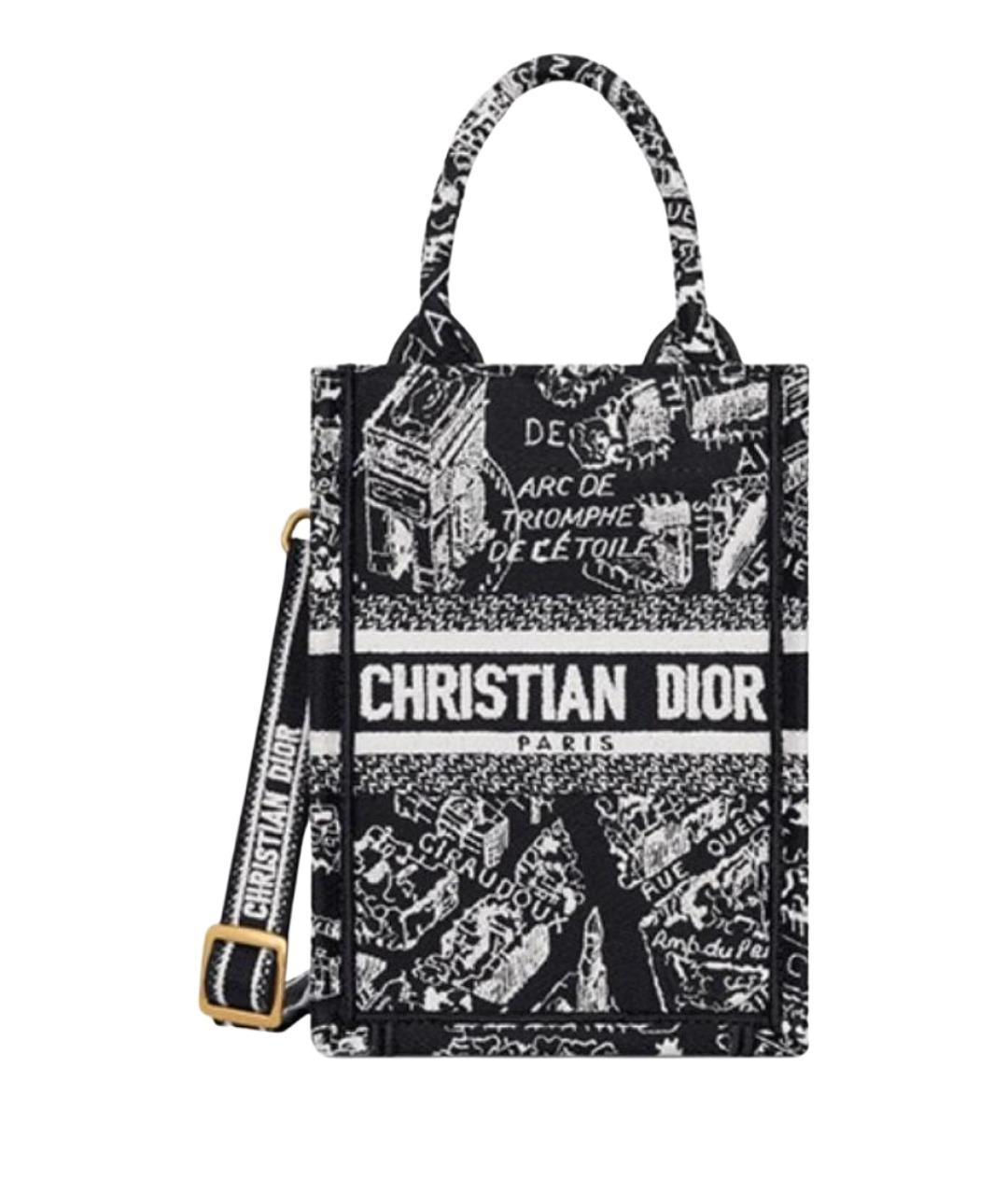 CHRISTIAN DIOR Черная тканевая сумка с короткими ручками, фото 1