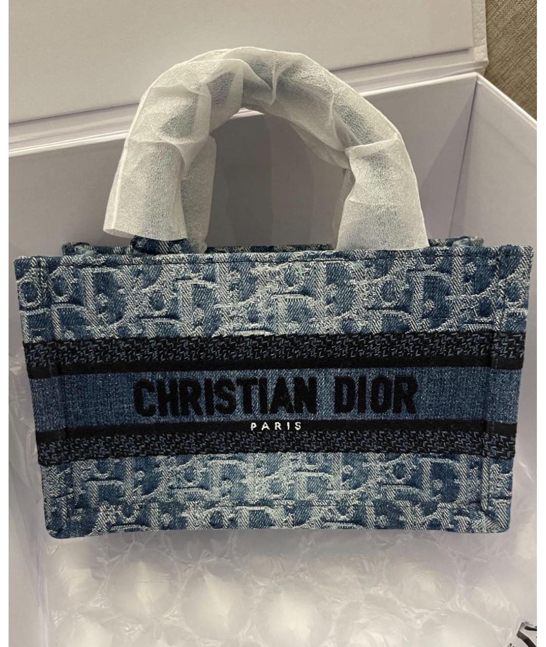 CHRISTIAN DIOR Синяя тканевая сумка тоут, фото 2