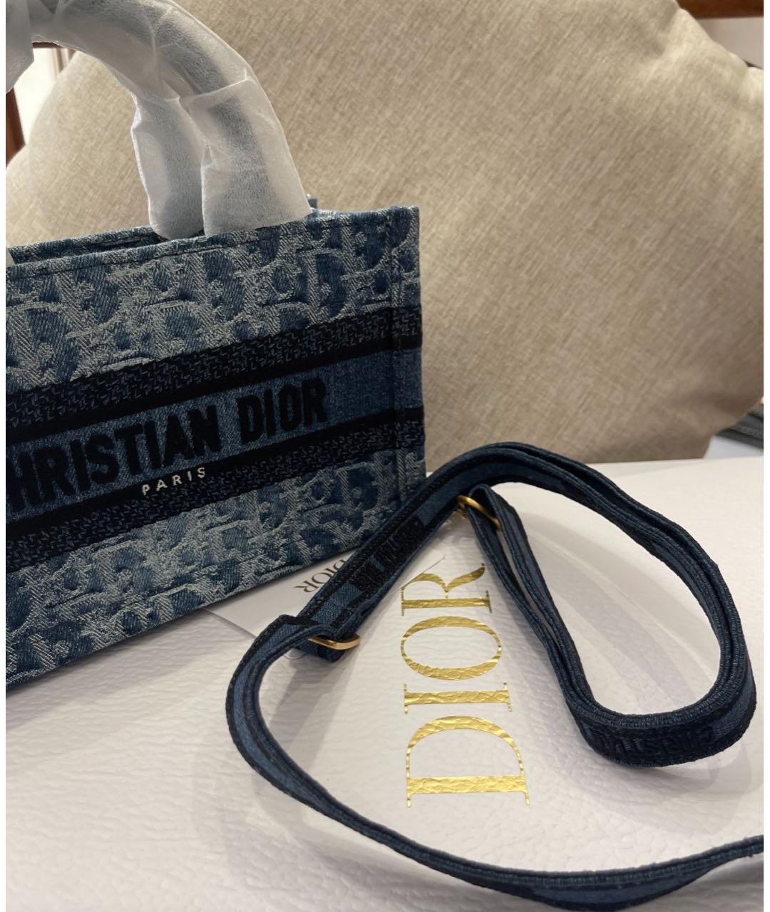 CHRISTIAN DIOR Синяя тканевая сумка тоут, фото 4
