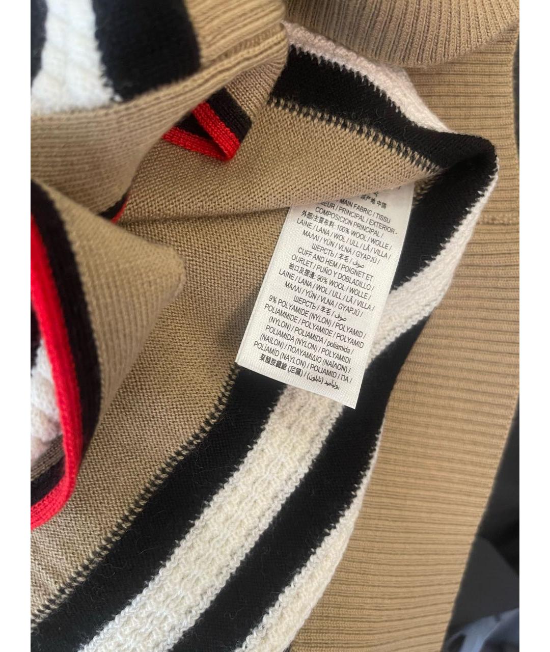BURBERRY Бежевый шерстяной джемпер / свитер, фото 6