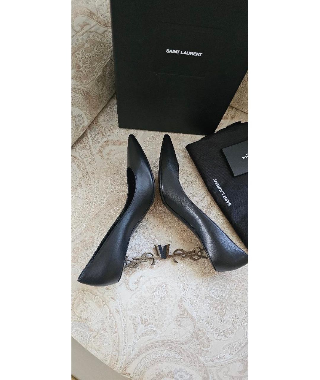 SAINT LAURENT Черные кожаные туфли, фото 8