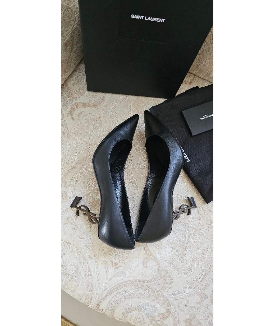 SAINT LAURENT Черные кожаные туфли, фото 7