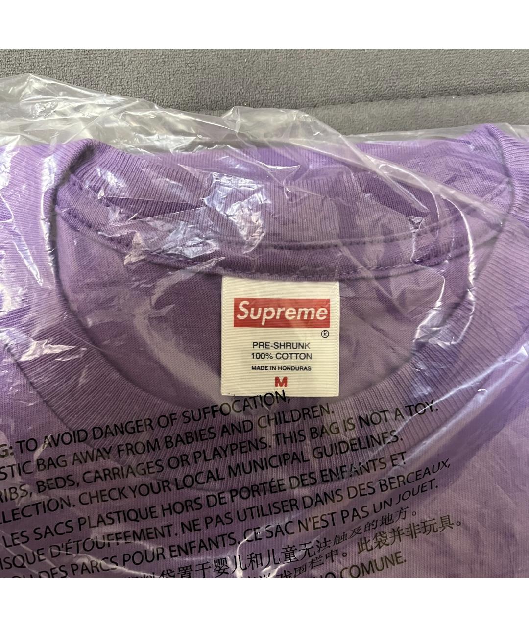 SUPREME Фиолетовая хлопковая футболка, фото 5