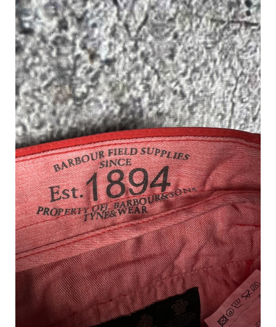 BARBOUR Красные хлопковые брюки чинос, фото 3