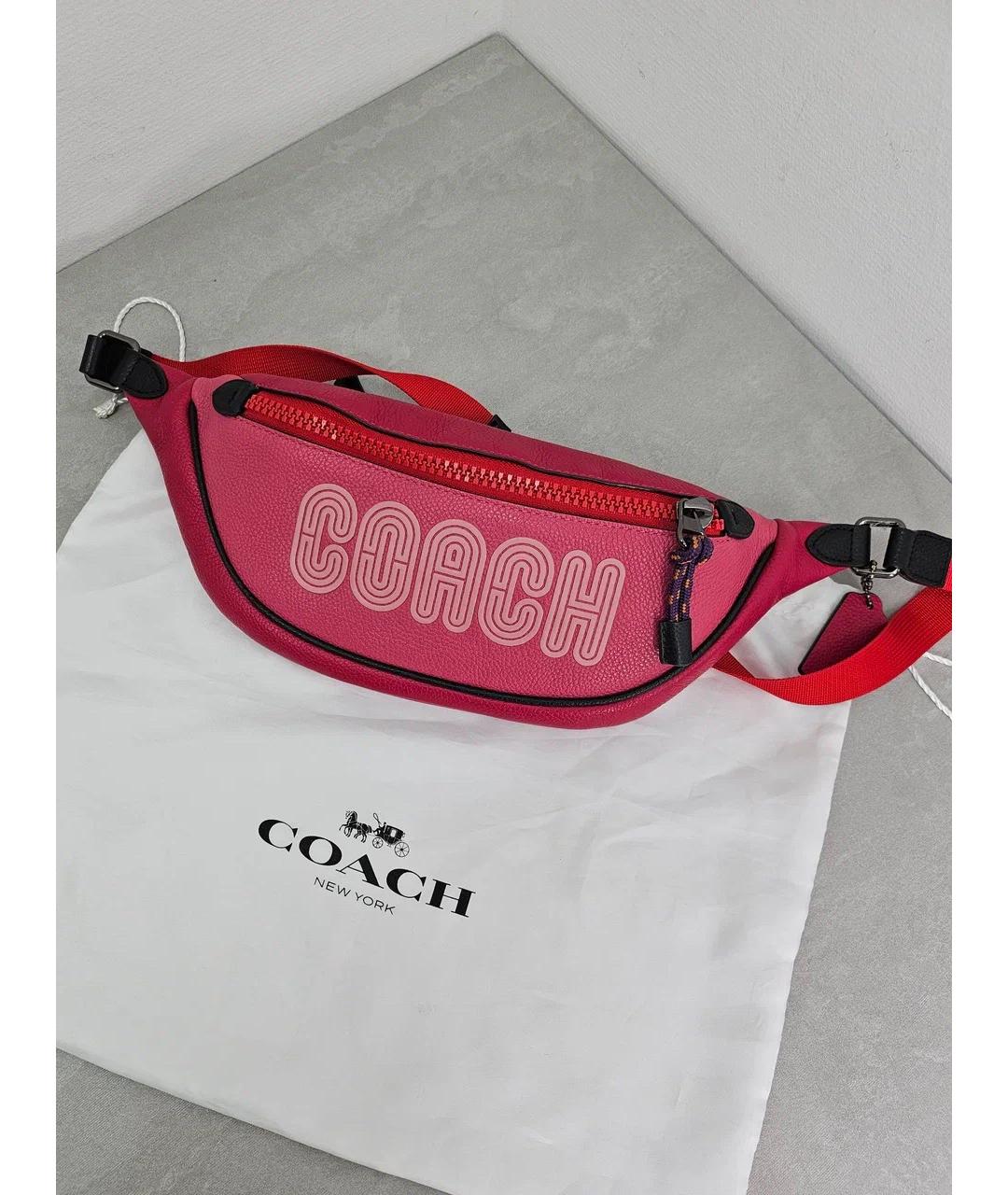 COACH Розовая кожаная поясная сумка, фото 8
