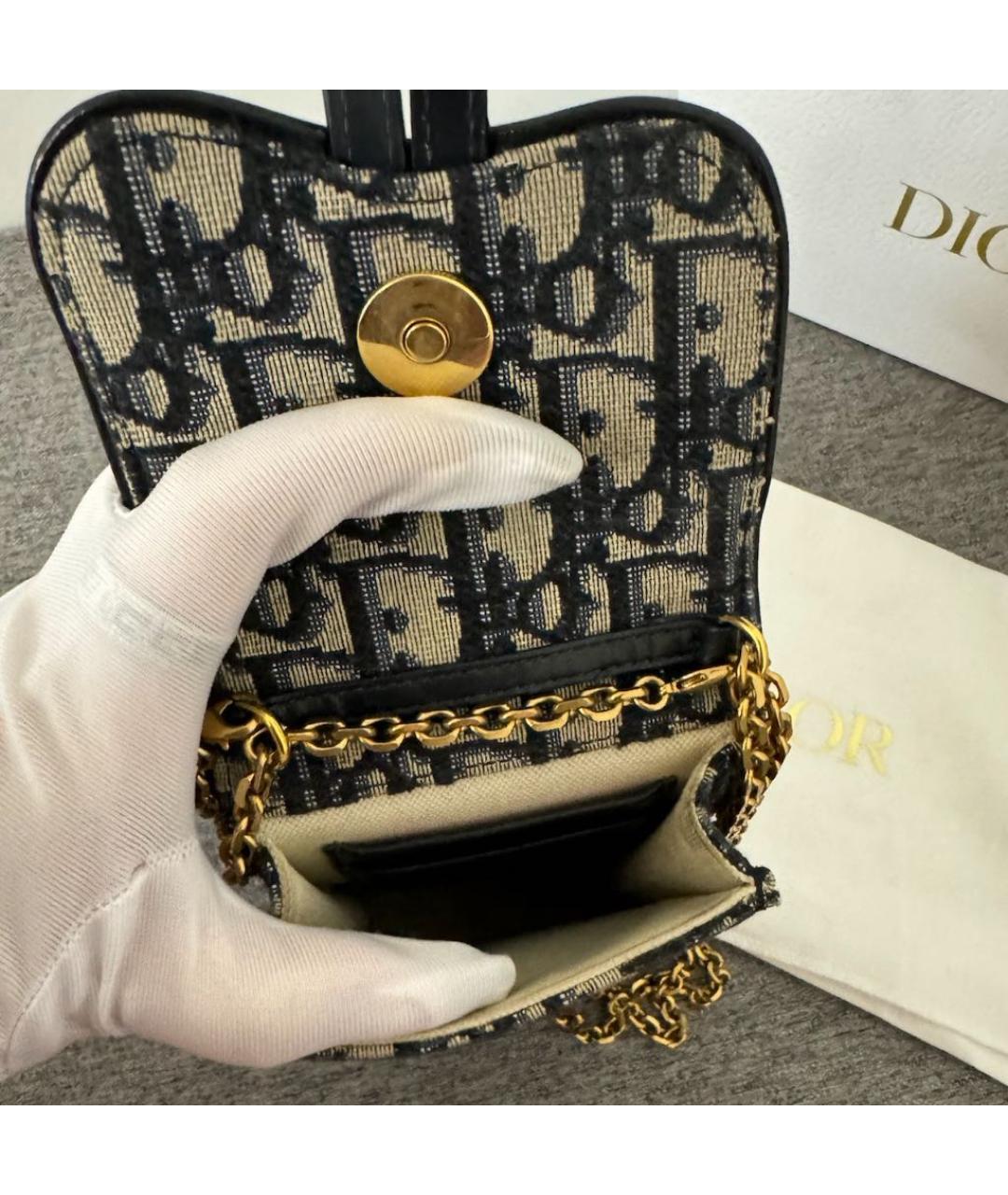 CHRISTIAN DIOR Темно-синяя тканевая сумка через плечо, фото 5