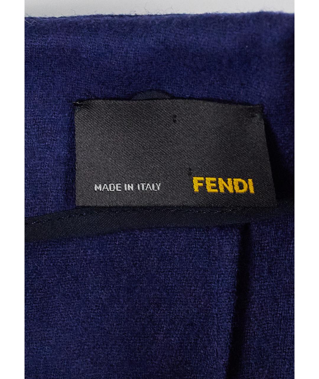 FENDI Синяя шерстяная юбка мини, фото 3