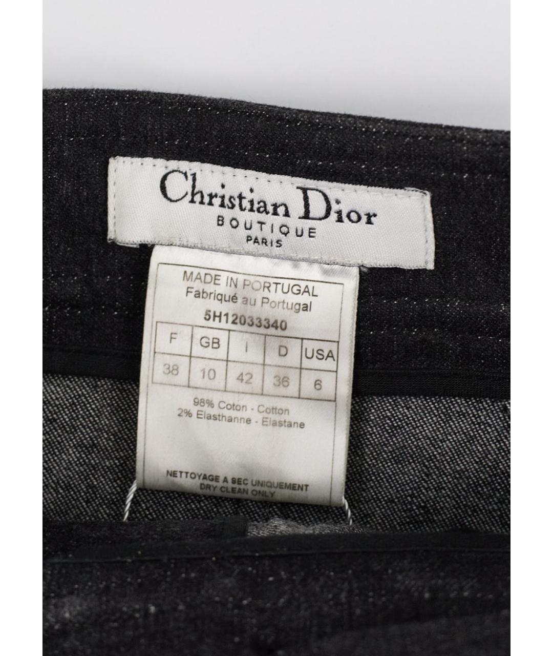 CHRISTIAN DIOR Серая хлопко-эластановая юбка мини, фото 3