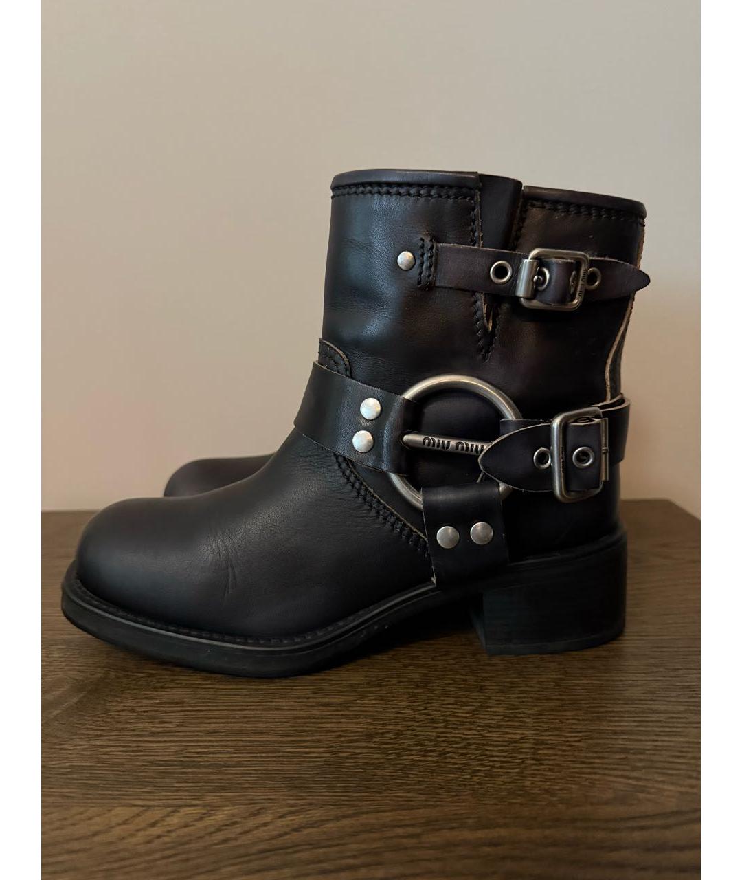 MIU MIU Черные кожаные полусапоги, фото 3